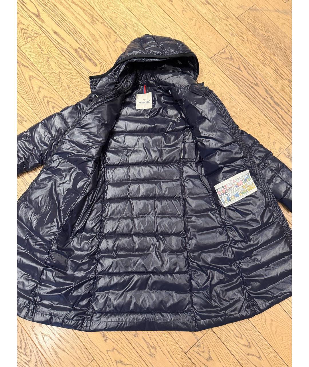 MONCLER Темно-синий полиэстеровый пуховик, фото 4