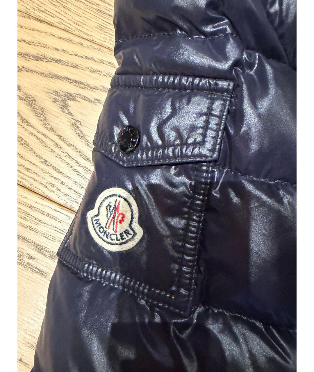 MONCLER Темно-синий полиэстеровый пуховик, фото 5