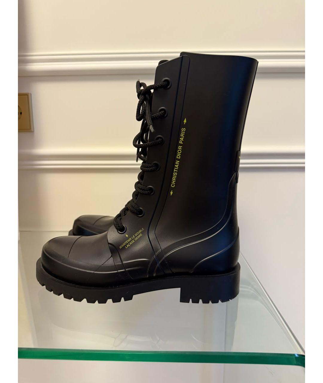CHRISTIAN DIOR Черные резиновые ботинки, фото 5