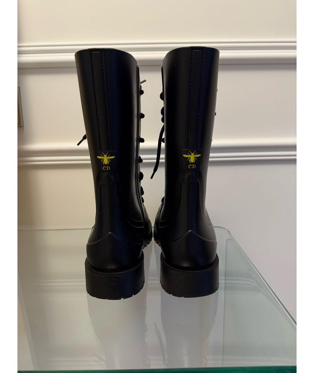 CHRISTIAN DIOR Черные резиновые ботинки, фото 4