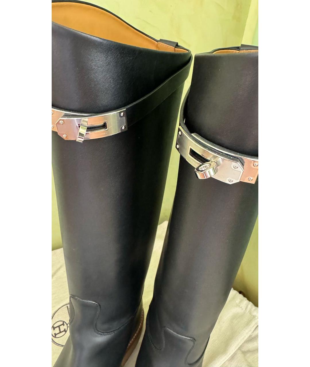 HERMES Черные кожаные сапоги, фото 5