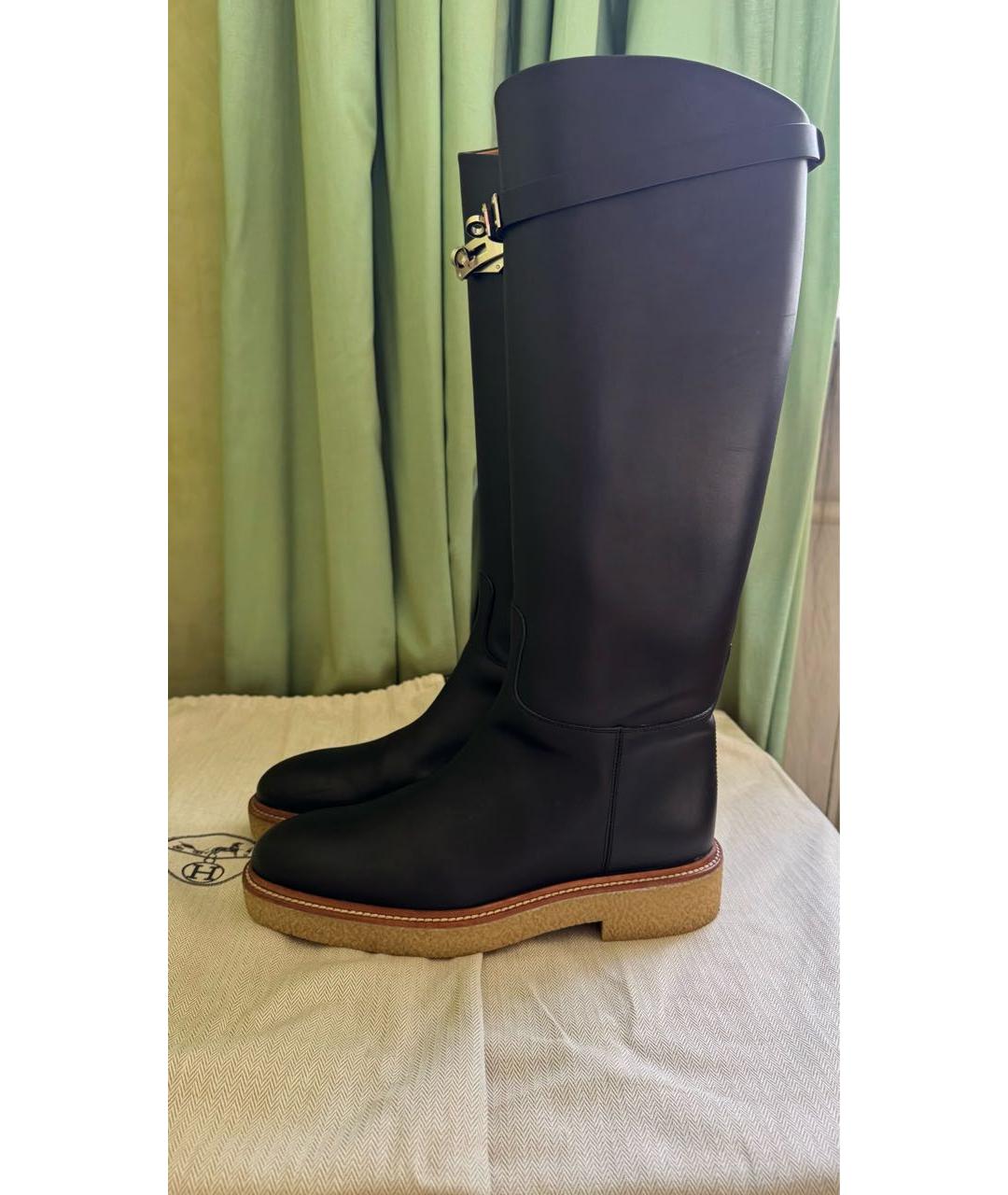 HERMES Черные кожаные сапоги, фото 7