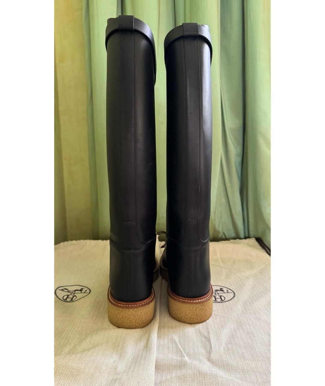 HERMES Черные кожаные сапоги, фото 4