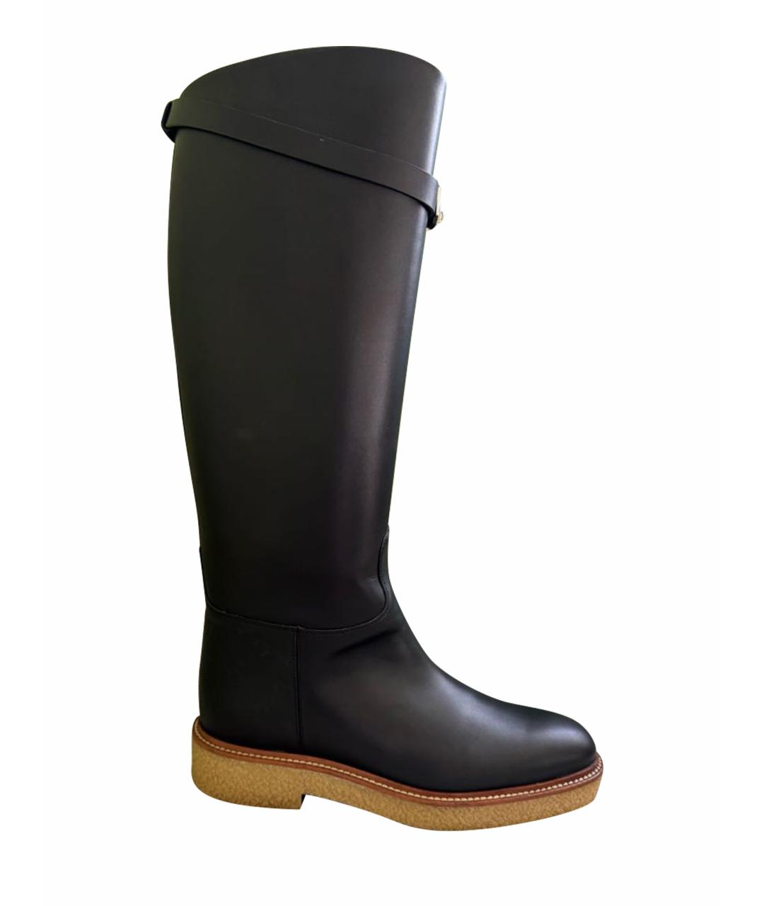 HERMES Черные кожаные сапоги, фото 1