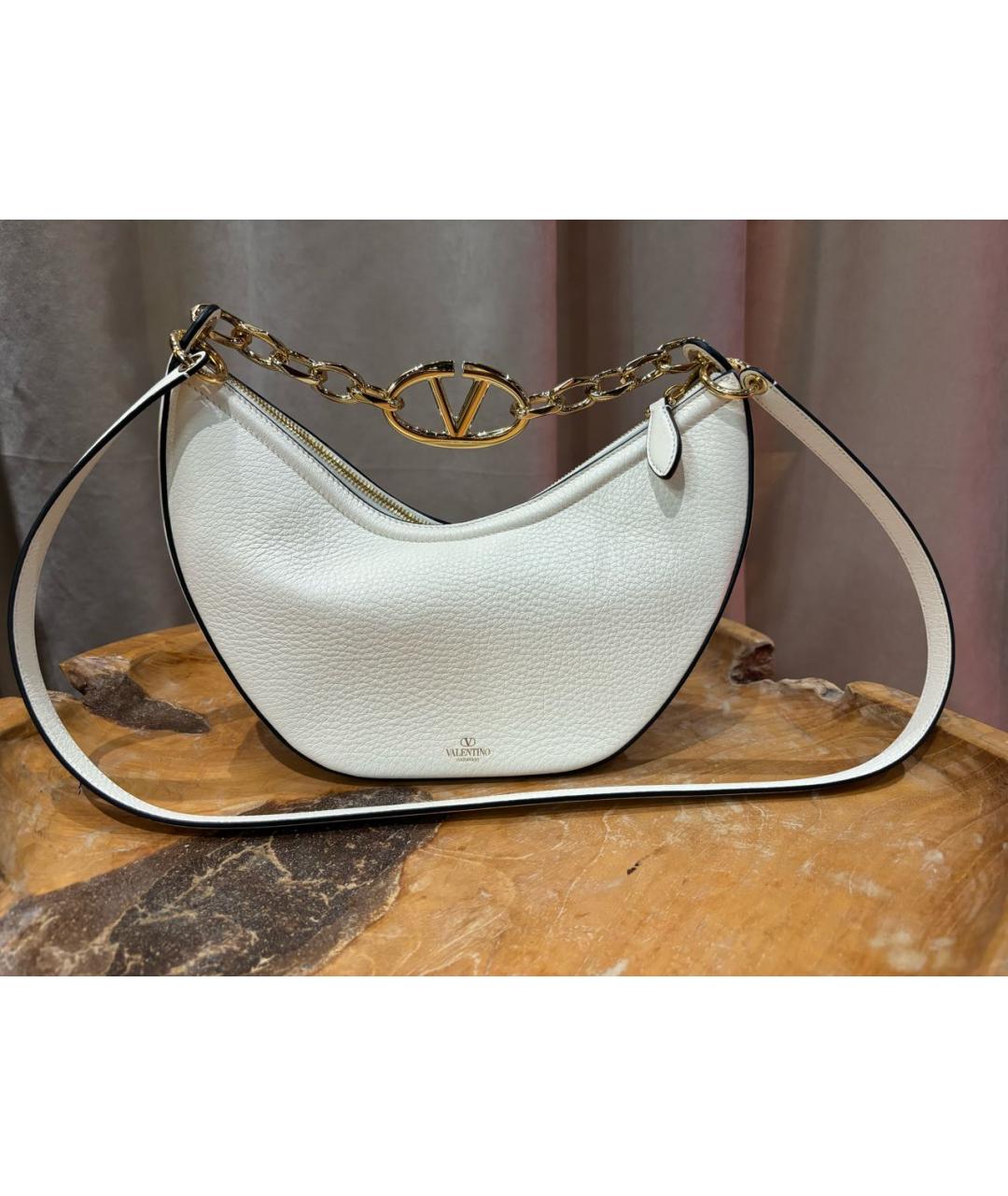 VALENTINO Бежевая кожаная сумка через плечо, фото 8