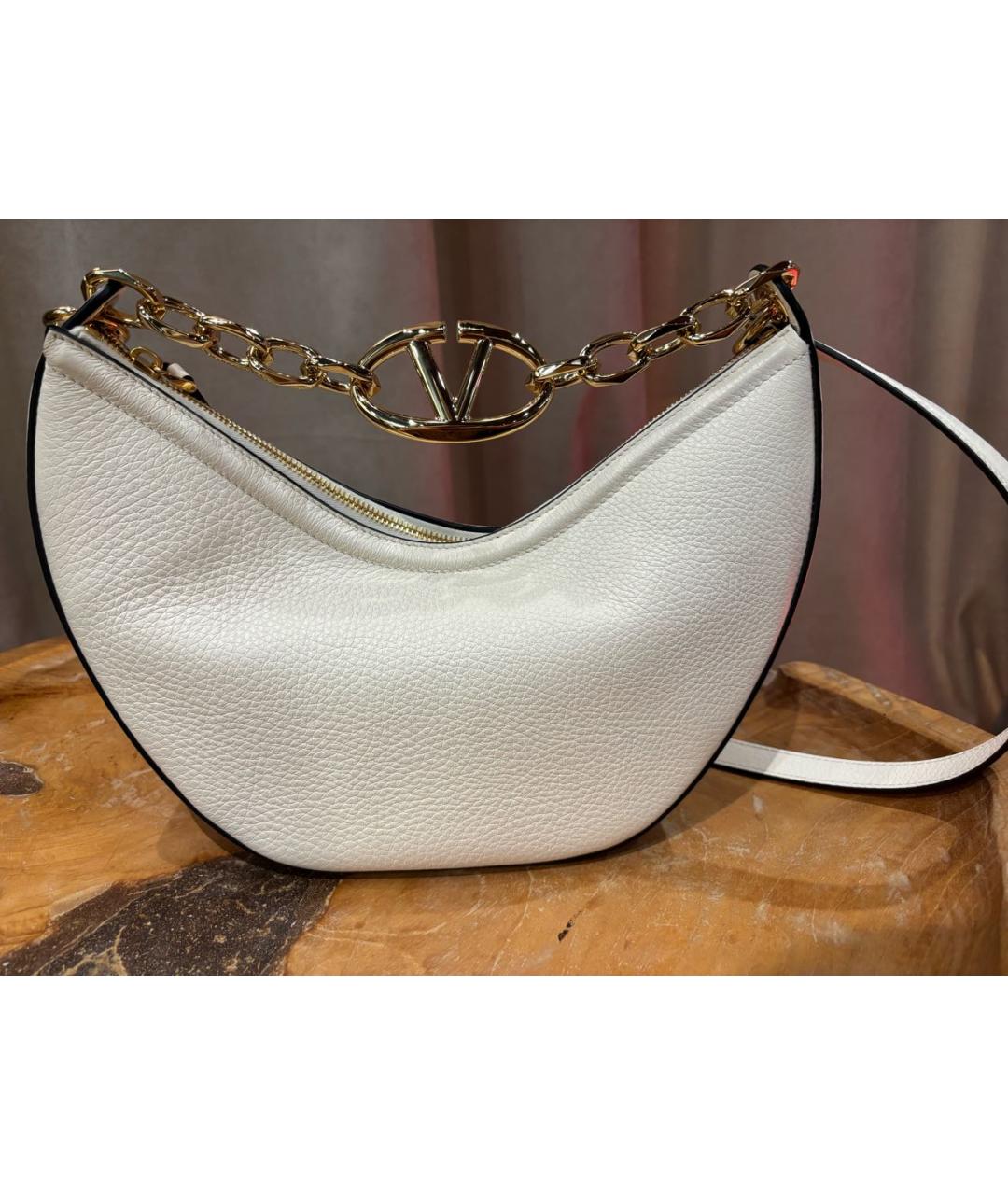 VALENTINO Бежевая кожаная сумка через плечо, фото 3