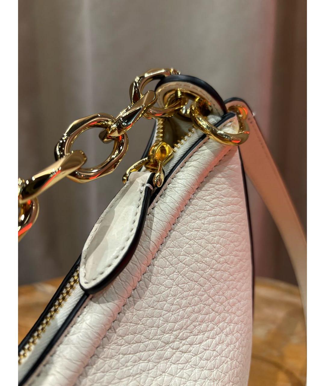 VALENTINO Бежевая кожаная сумка через плечо, фото 6