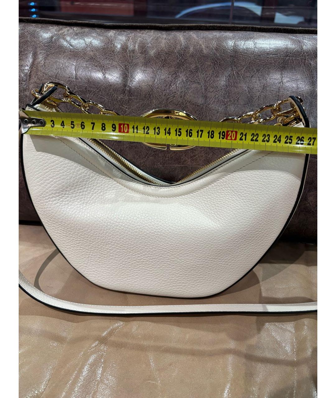 VALENTINO Бежевая кожаная сумка через плечо, фото 7