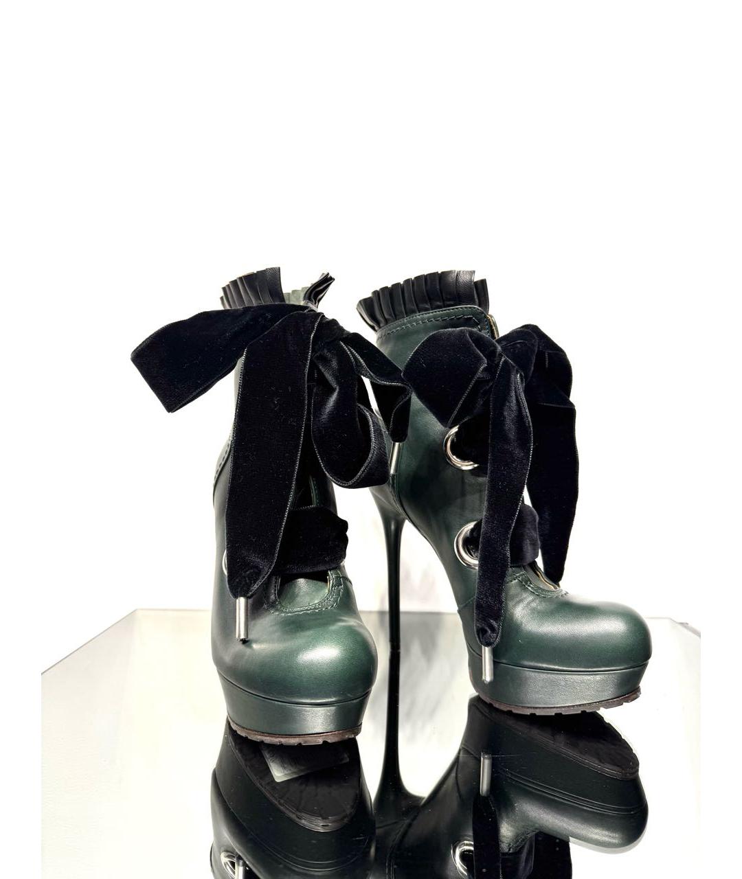 ALEXANDER MCQUEEN Зеленые кожаные полусапоги, фото 5