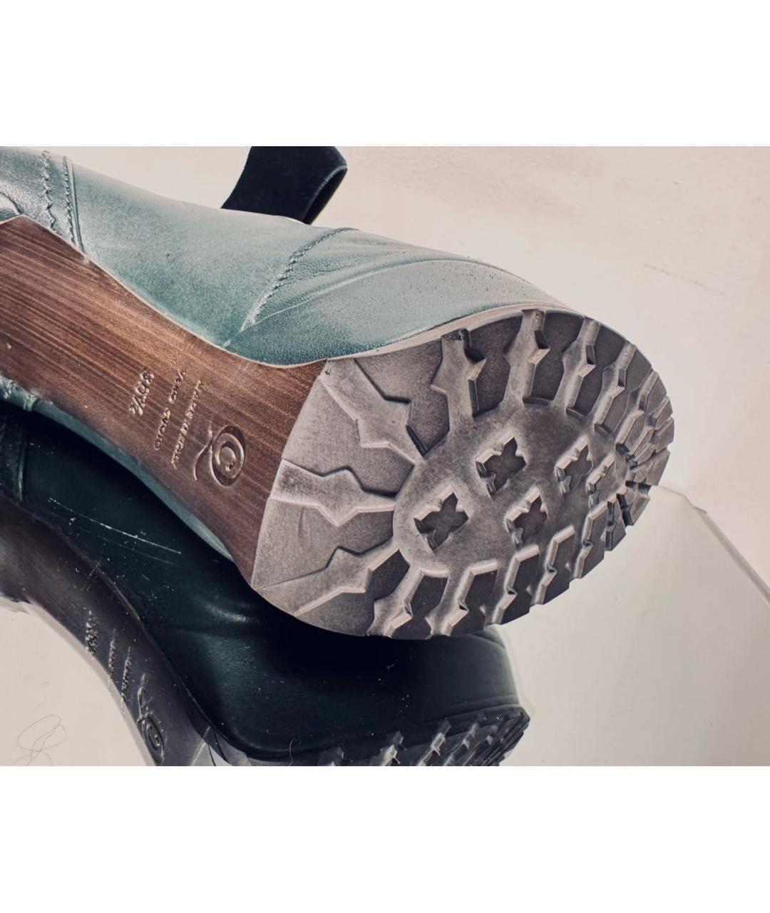 ALEXANDER MCQUEEN Зеленые кожаные полусапоги, фото 6