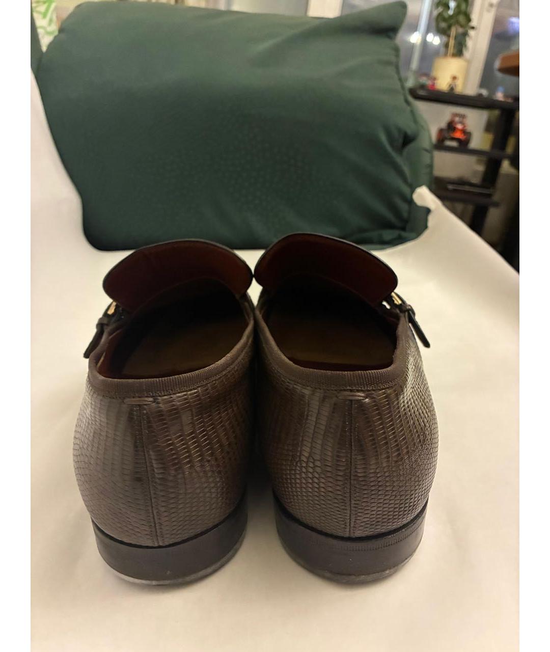 GUCCI Коричневые туфли из экзотической кожи, фото 4