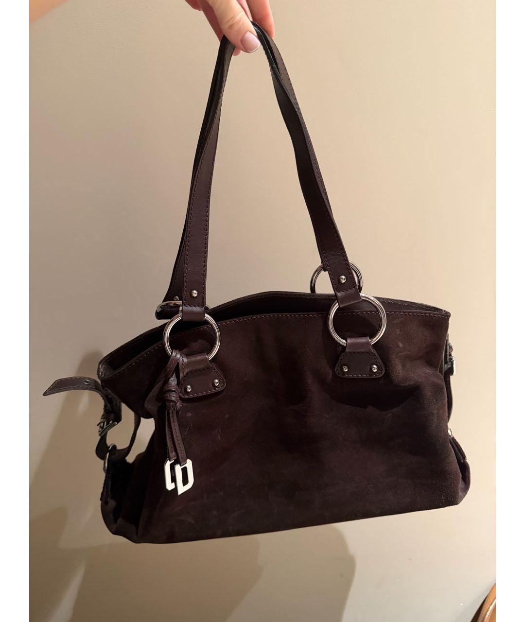 DOLCE&GABBANA Коричневая замшевая сумка с короткими ручками, фото 3