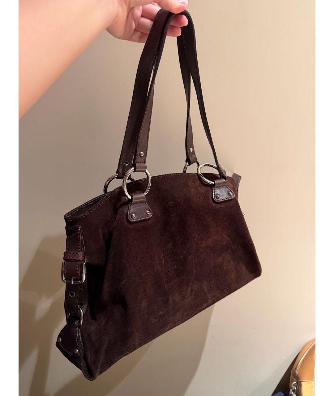 DOLCE&GABBANA Коричневая замшевая сумка с короткими ручками, фото 2