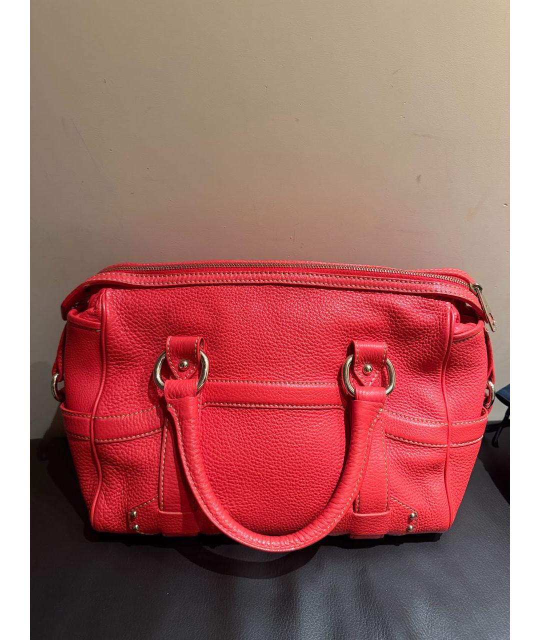 CELINE Коралловая кожаная сумка с короткими ручками, фото 2