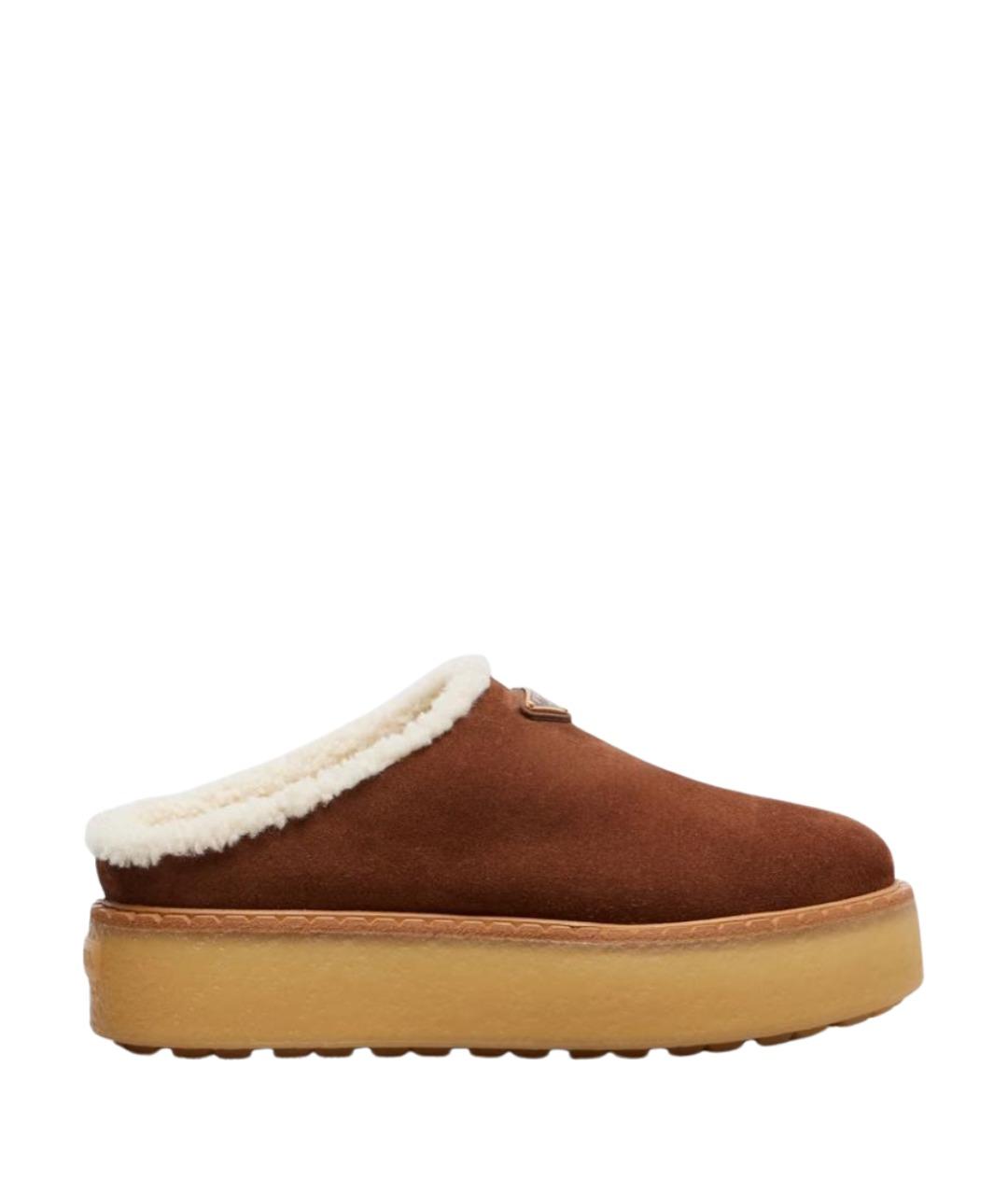 PRADA Коричневые замшевые сабо, фото 1