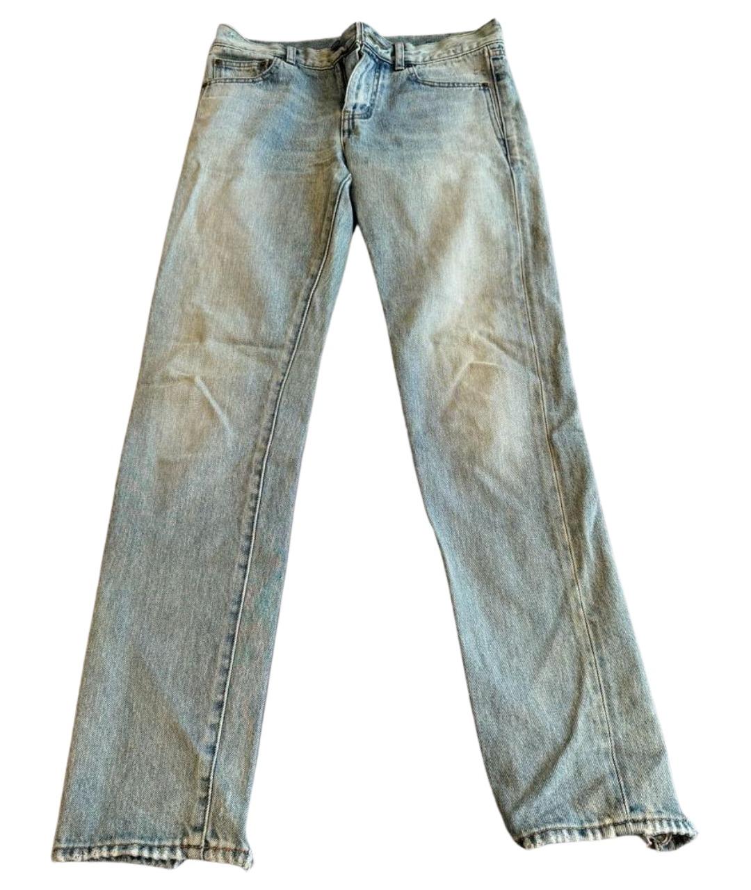 SAINT LAURENT Голубые хлопковые прямые джинсы, фото 1