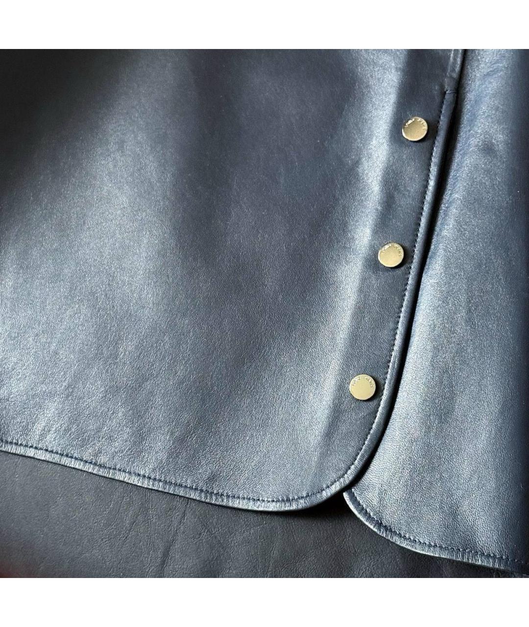 LORO PIANA Темно-синяя кожаная юбка миди, фото 3