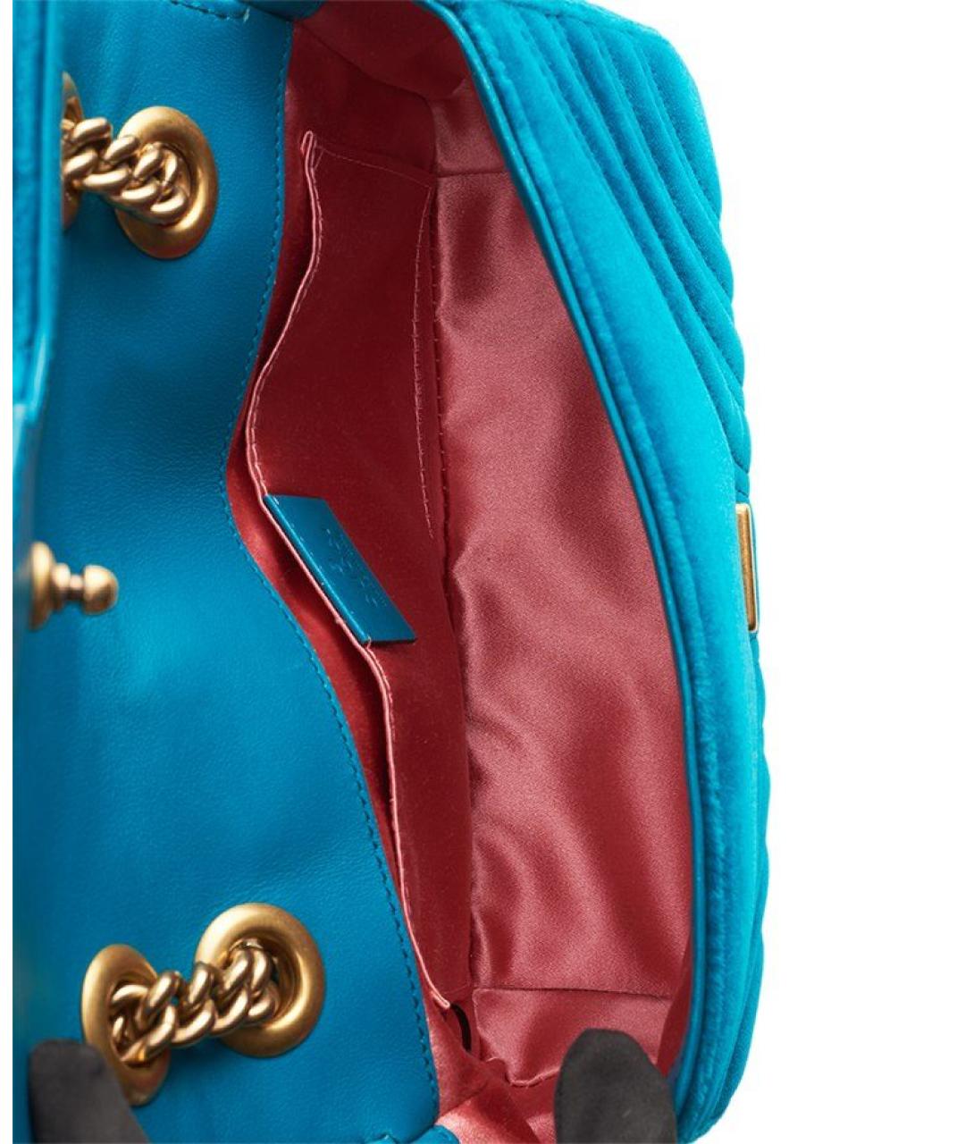 GUCCI Бирюзовая бархатная сумка через плечо, фото 4