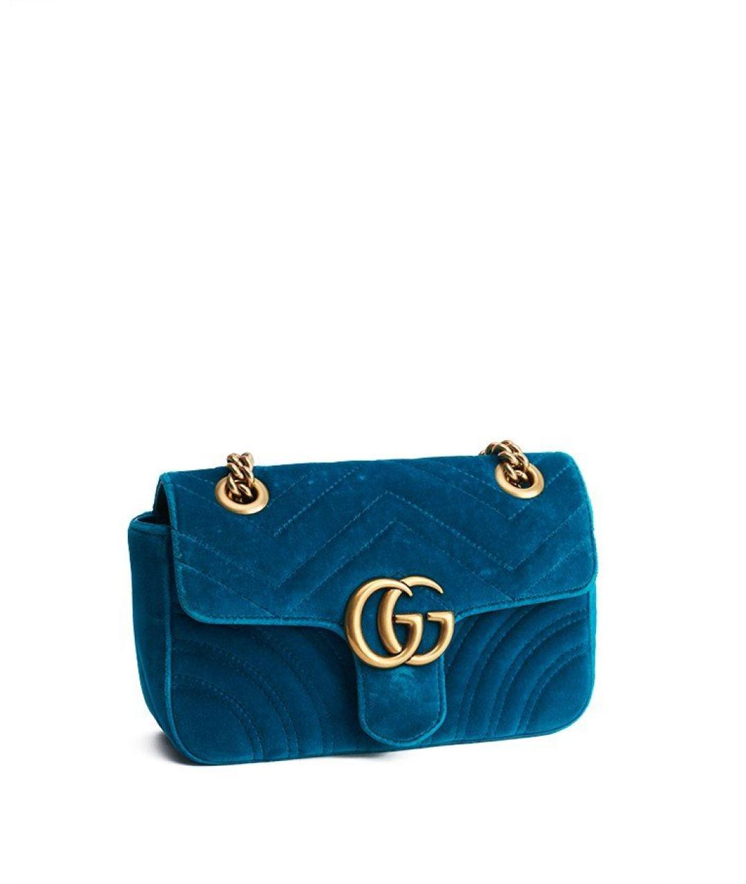 GUCCI Бирюзовая бархатная сумка через плечо, фото 2