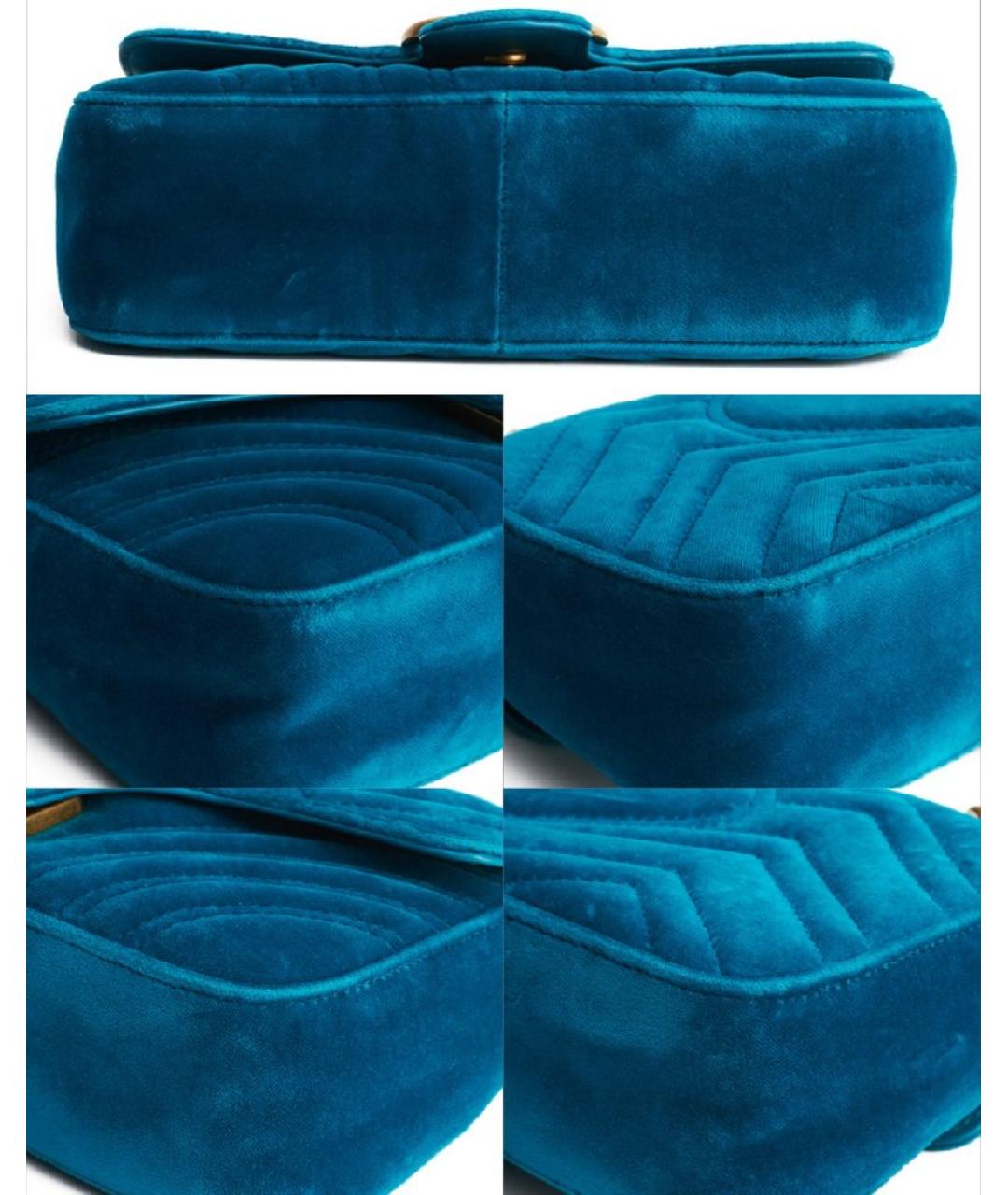 GUCCI Бирюзовая бархатная сумка через плечо, фото 6