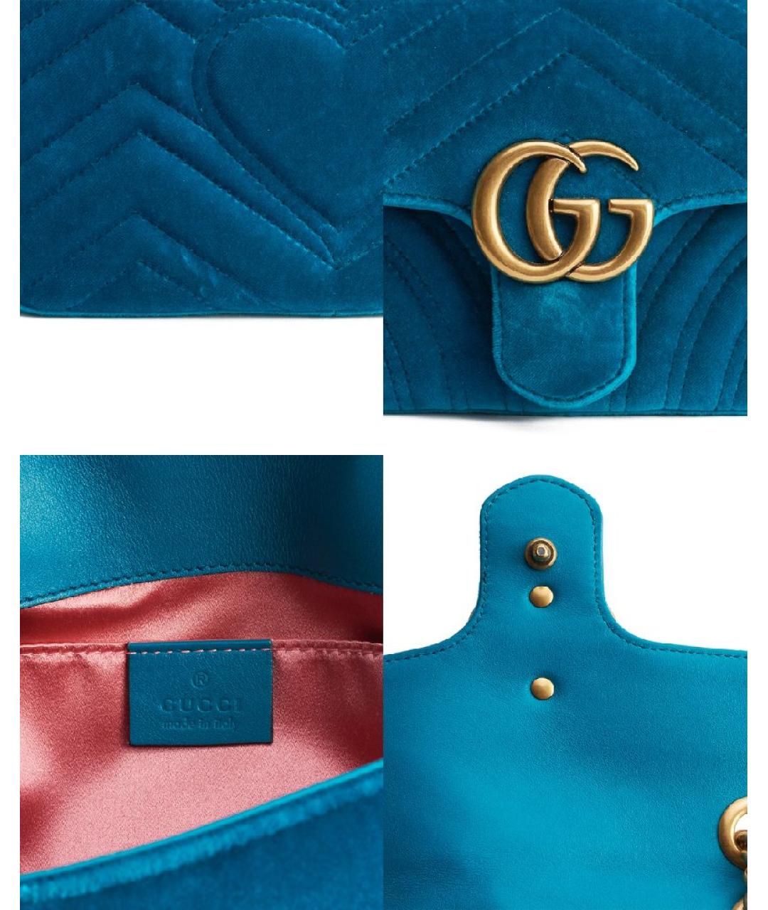 GUCCI Бирюзовая бархатная сумка через плечо, фото 5