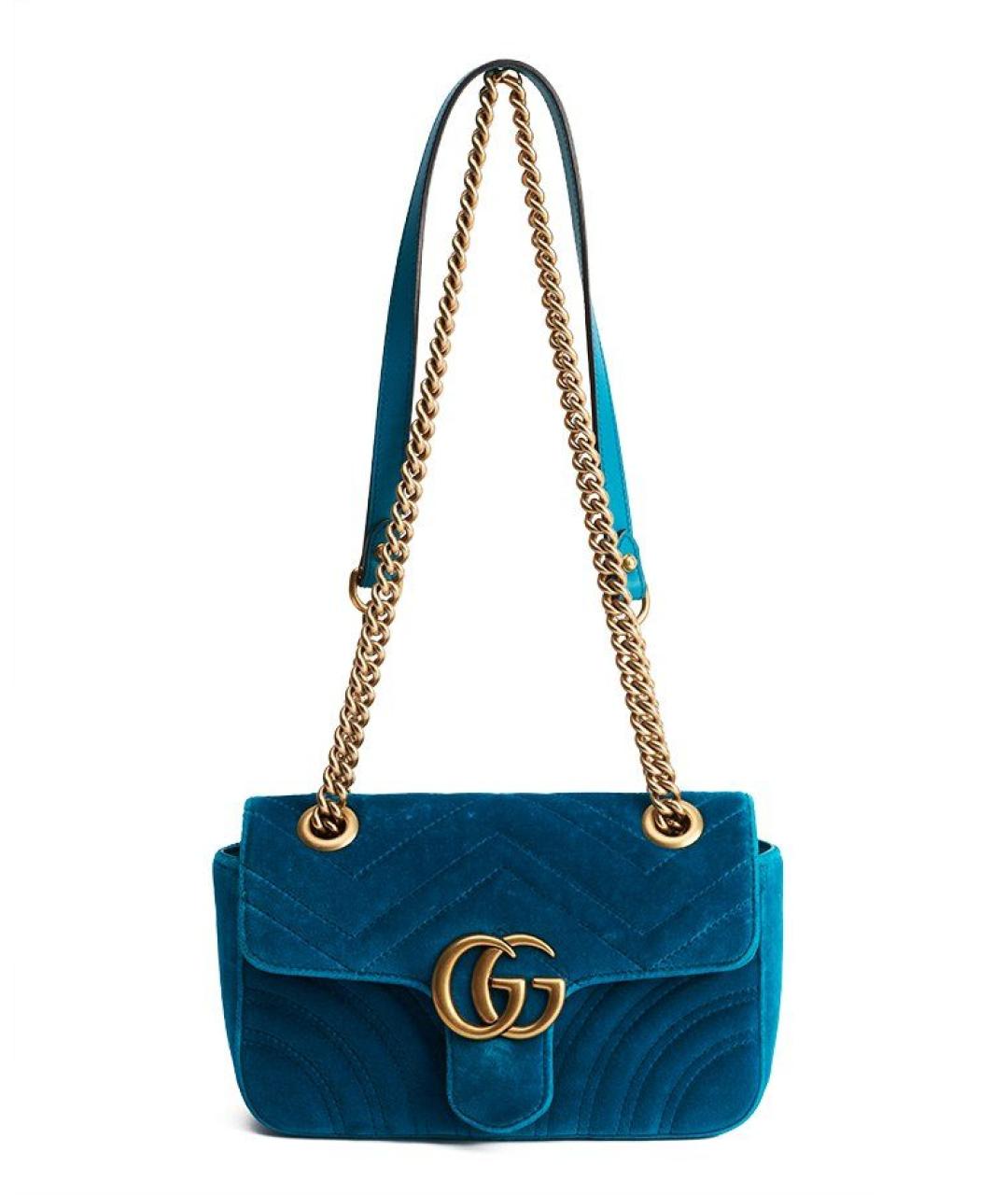 GUCCI Бирюзовая бархатная сумка через плечо, фото 7