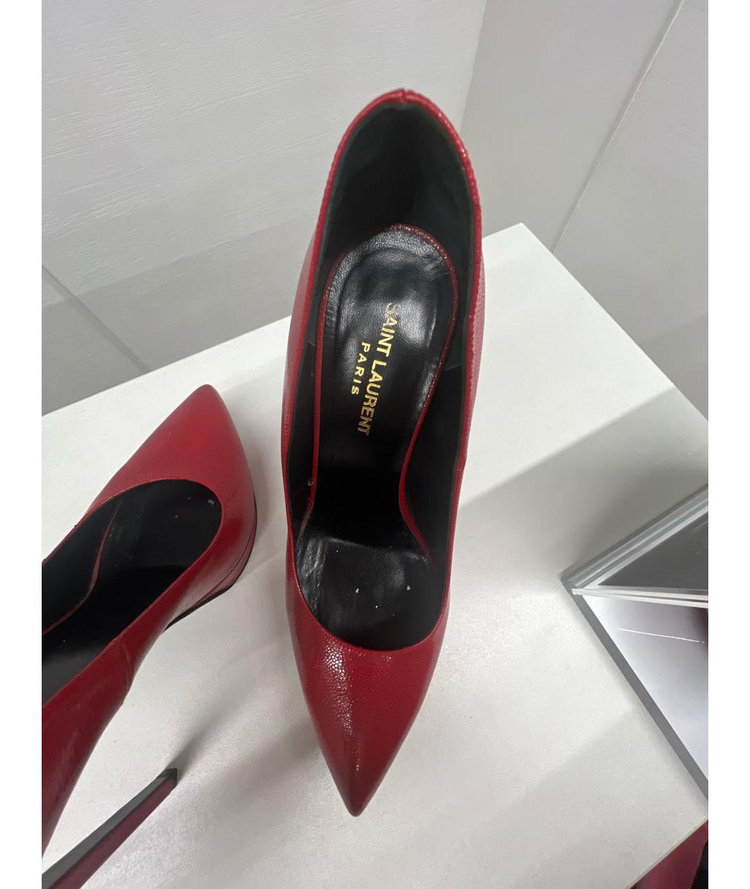 SAINT LAURENT Красные кожаные туфли, фото 5