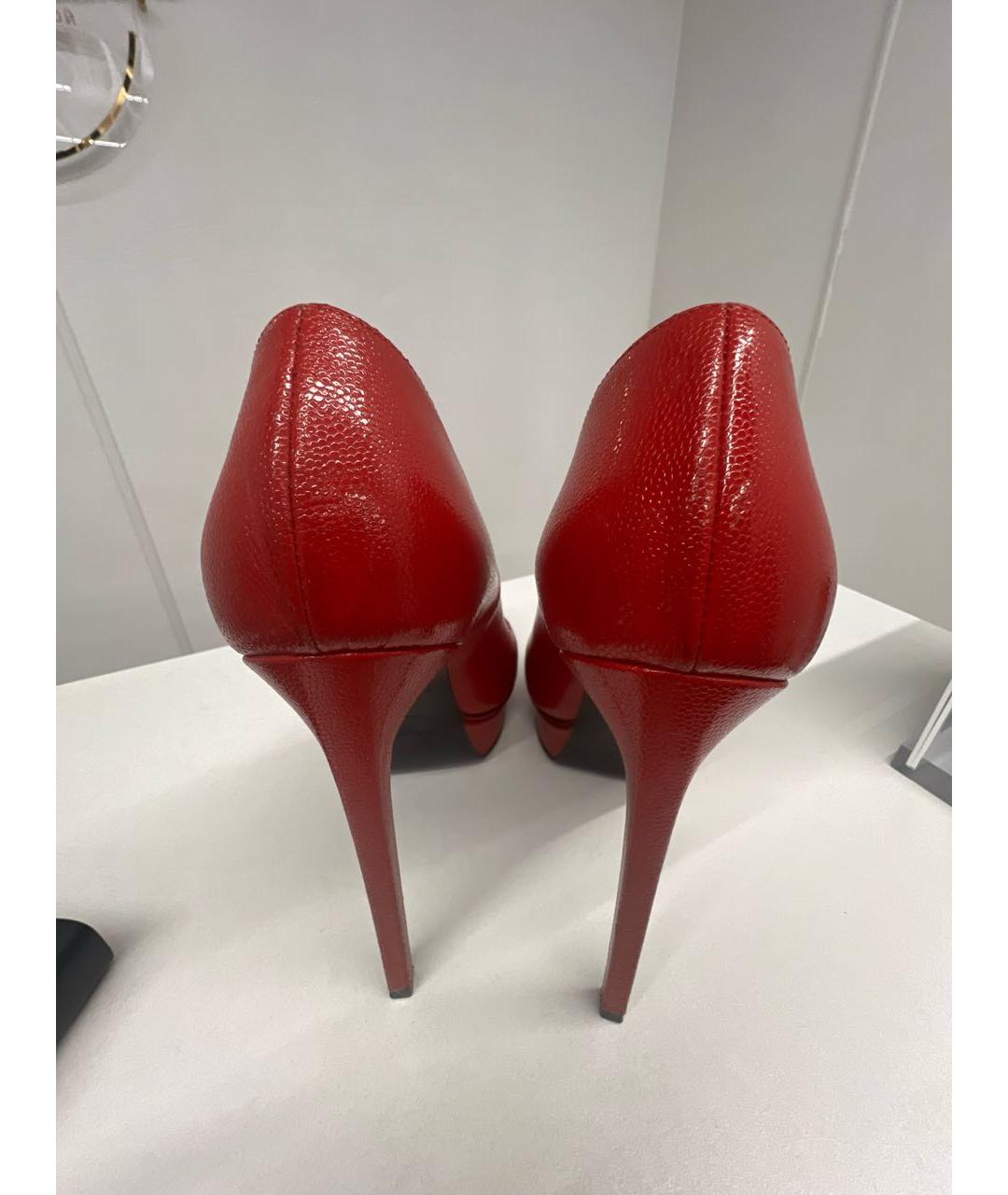 SAINT LAURENT Красные кожаные туфли, фото 3