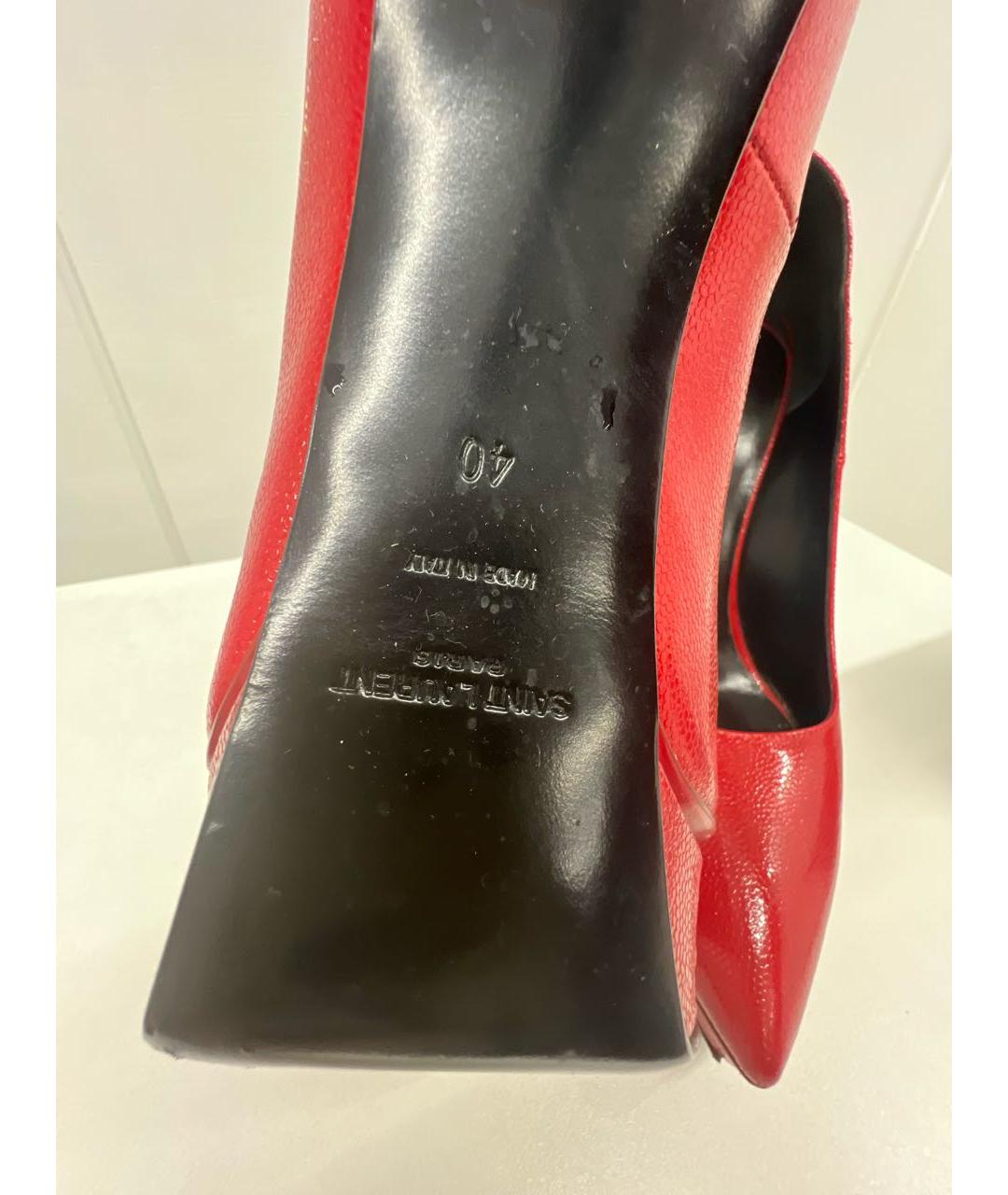 SAINT LAURENT Красные кожаные туфли, фото 6