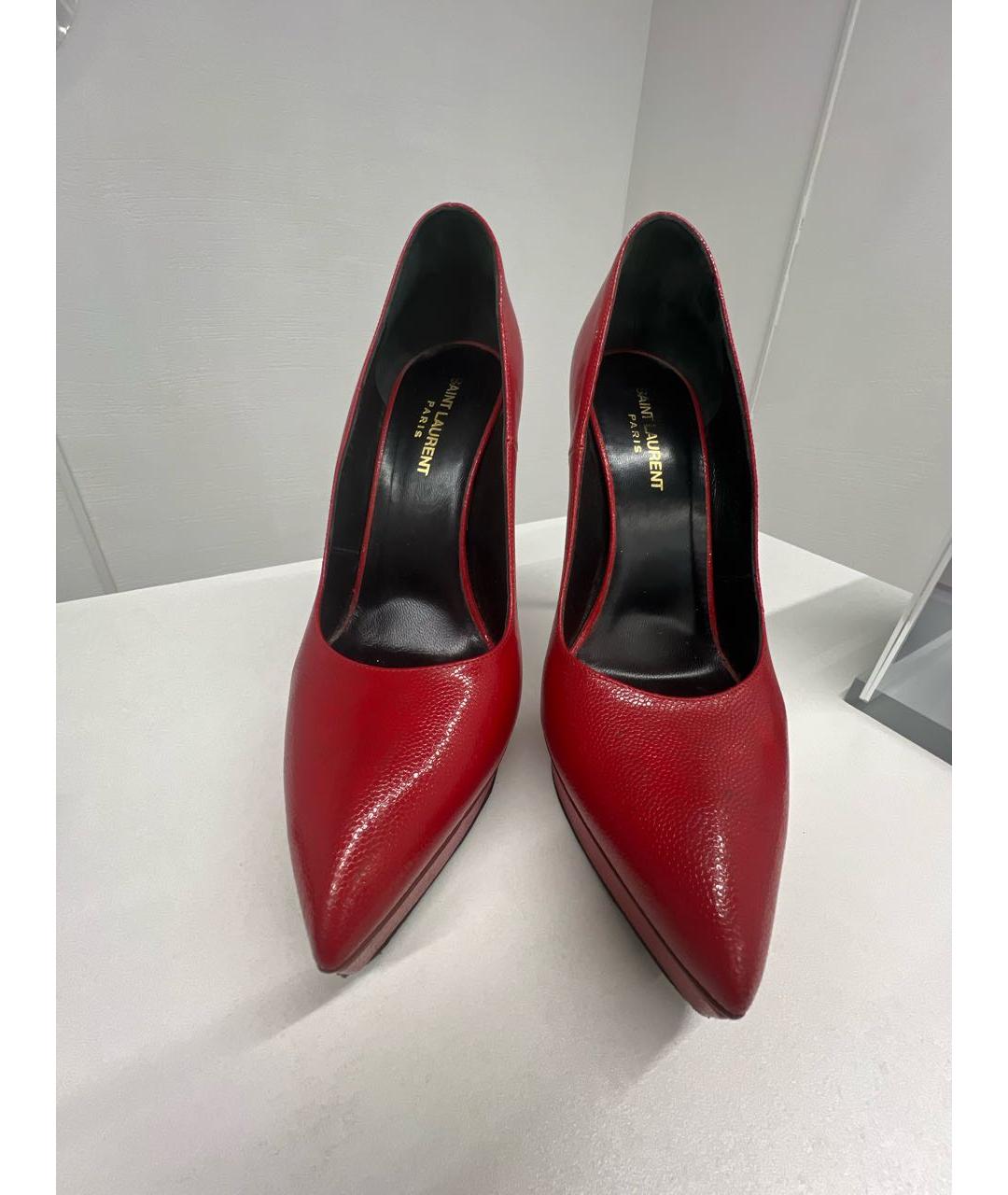 SAINT LAURENT Красные кожаные туфли, фото 2