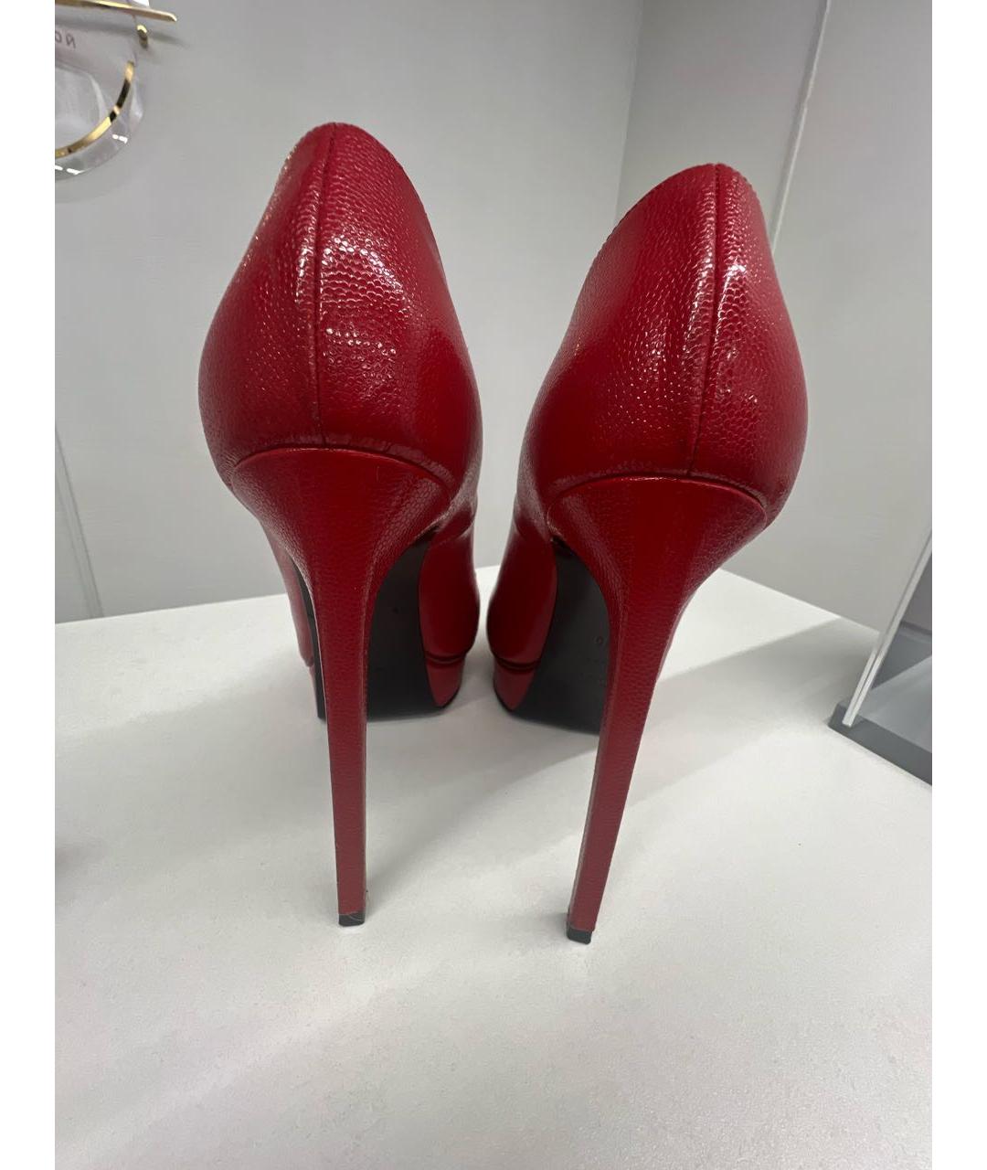 SAINT LAURENT Красные кожаные туфли, фото 4