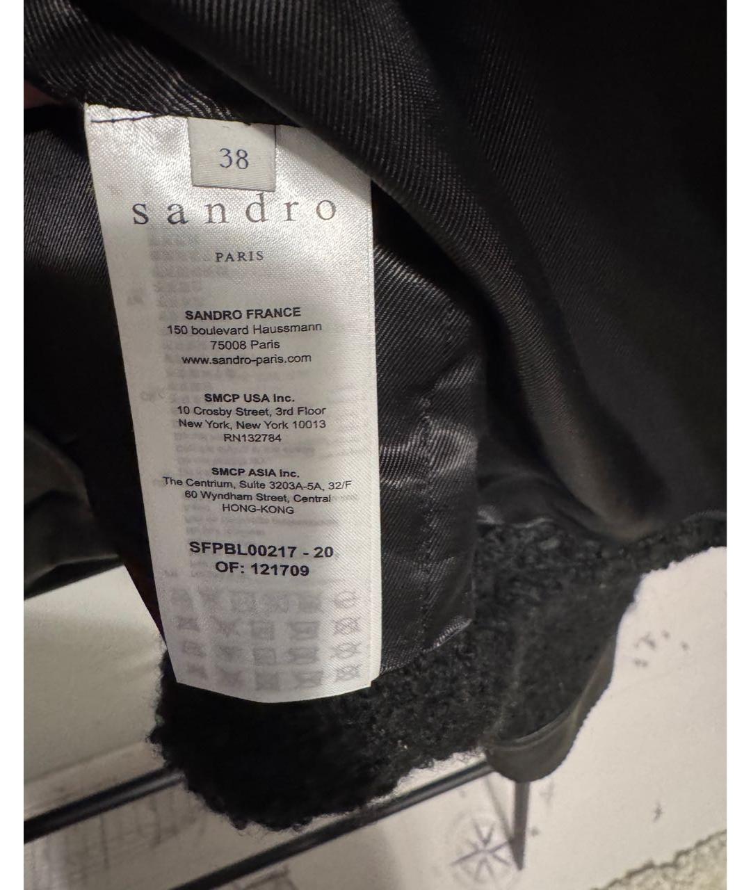 SANDRO Черный твидовый жакет/пиджак, фото 4