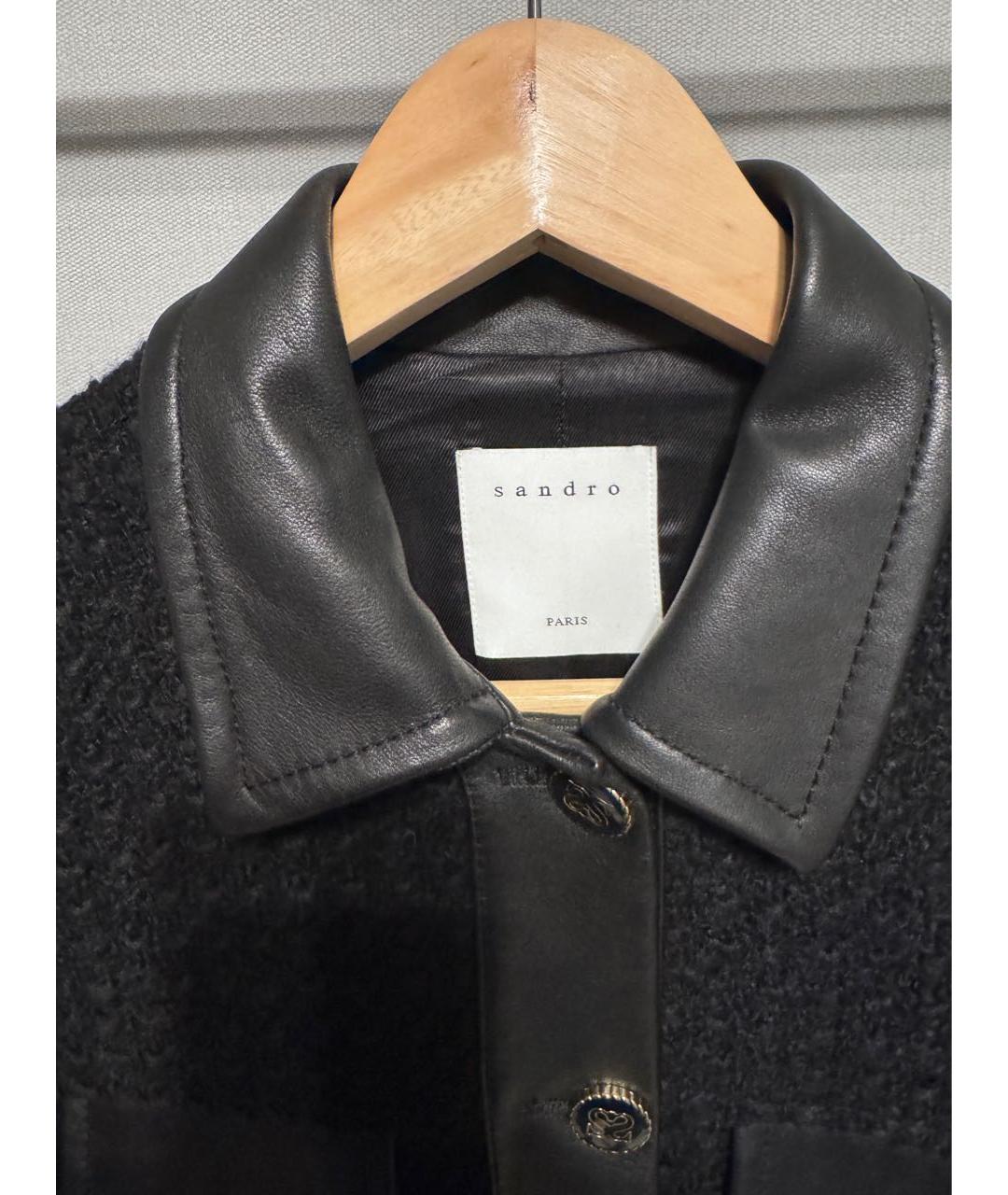 SANDRO Черный твидовый жакет/пиджак, фото 3