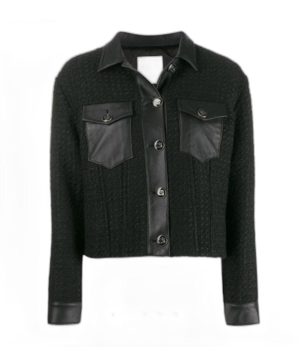 SANDRO Черный твидовый жакет/пиджак, фото 1