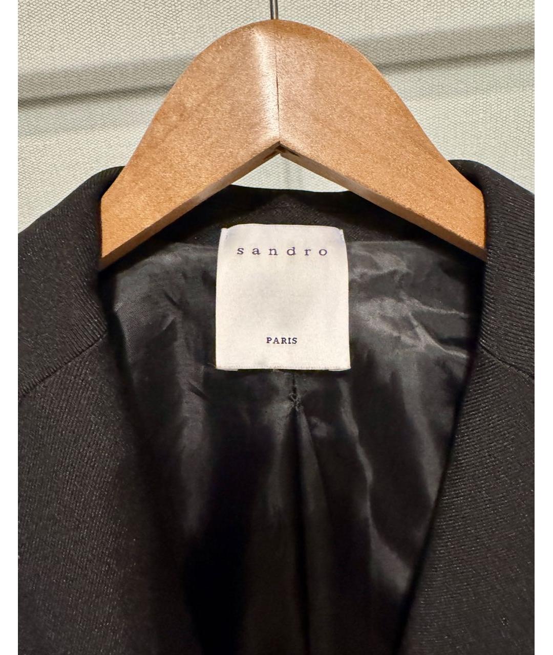 SANDRO Черный шерстяной жакет/пиджак, фото 2