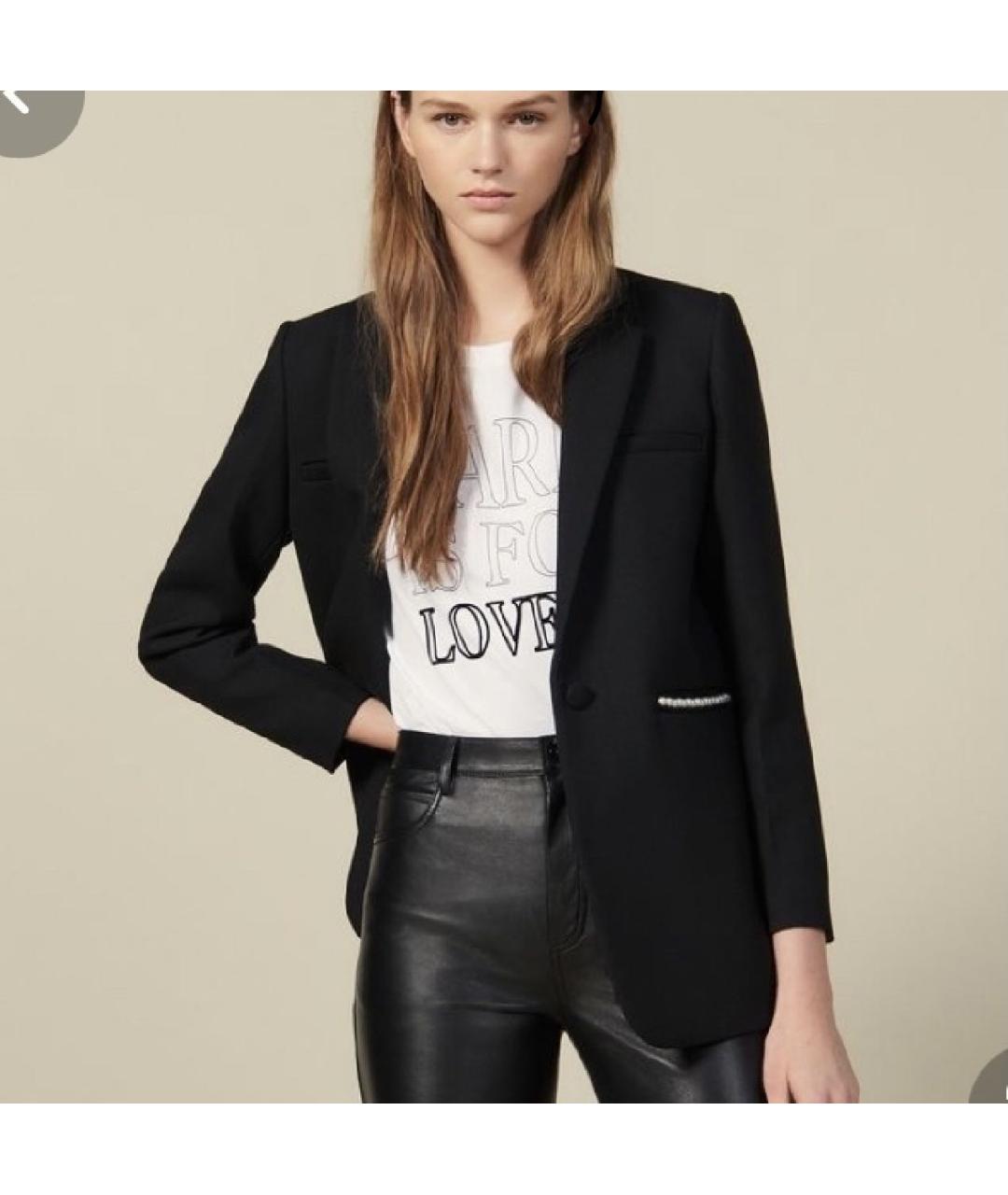 SANDRO Черный шерстяной жакет/пиджак, фото 8