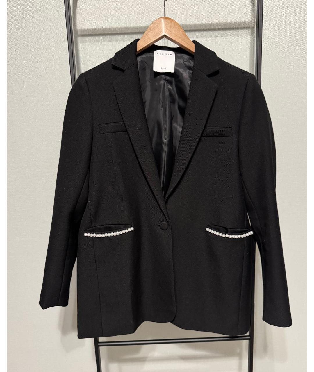 SANDRO Черный шерстяной жакет/пиджак, фото 9