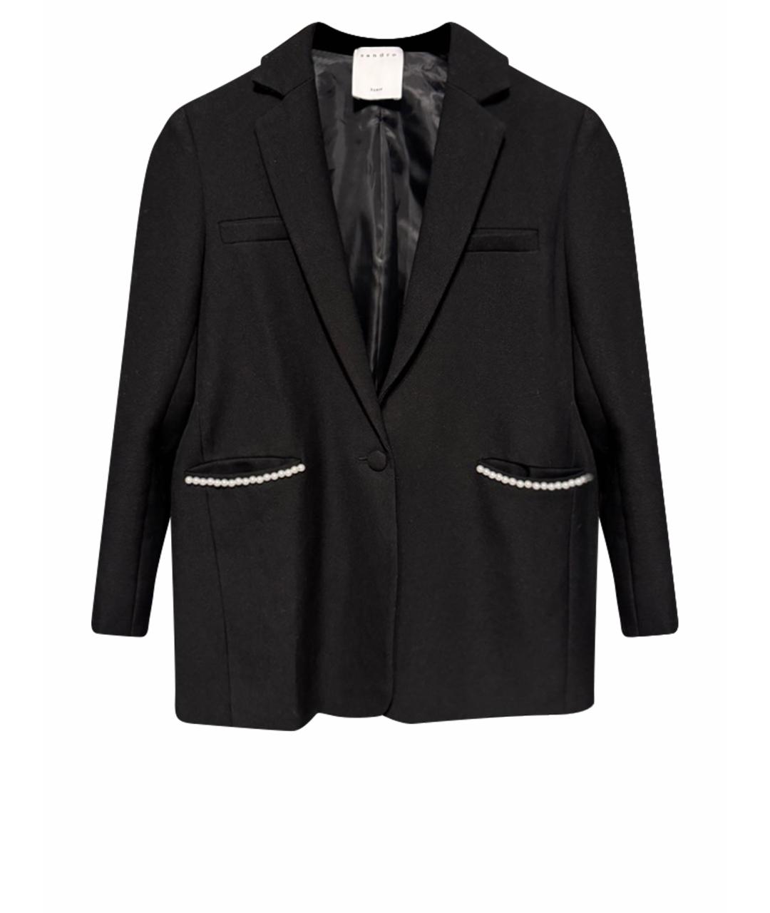 SANDRO Черный шерстяной жакет/пиджак, фото 1