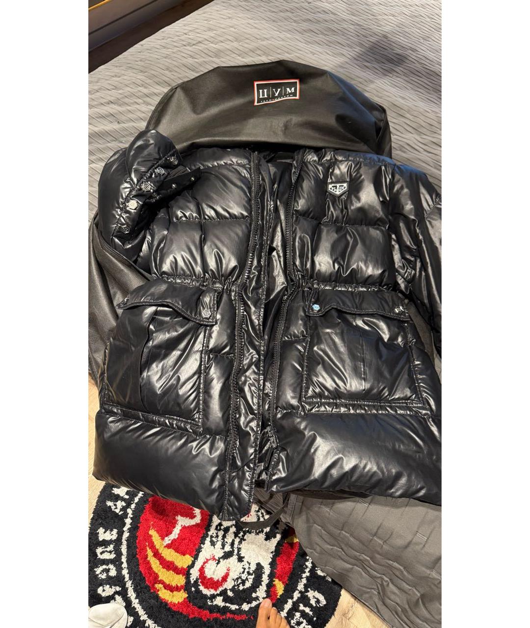 PHILIPP PLEIN Черный синтетический пуховик, фото 2