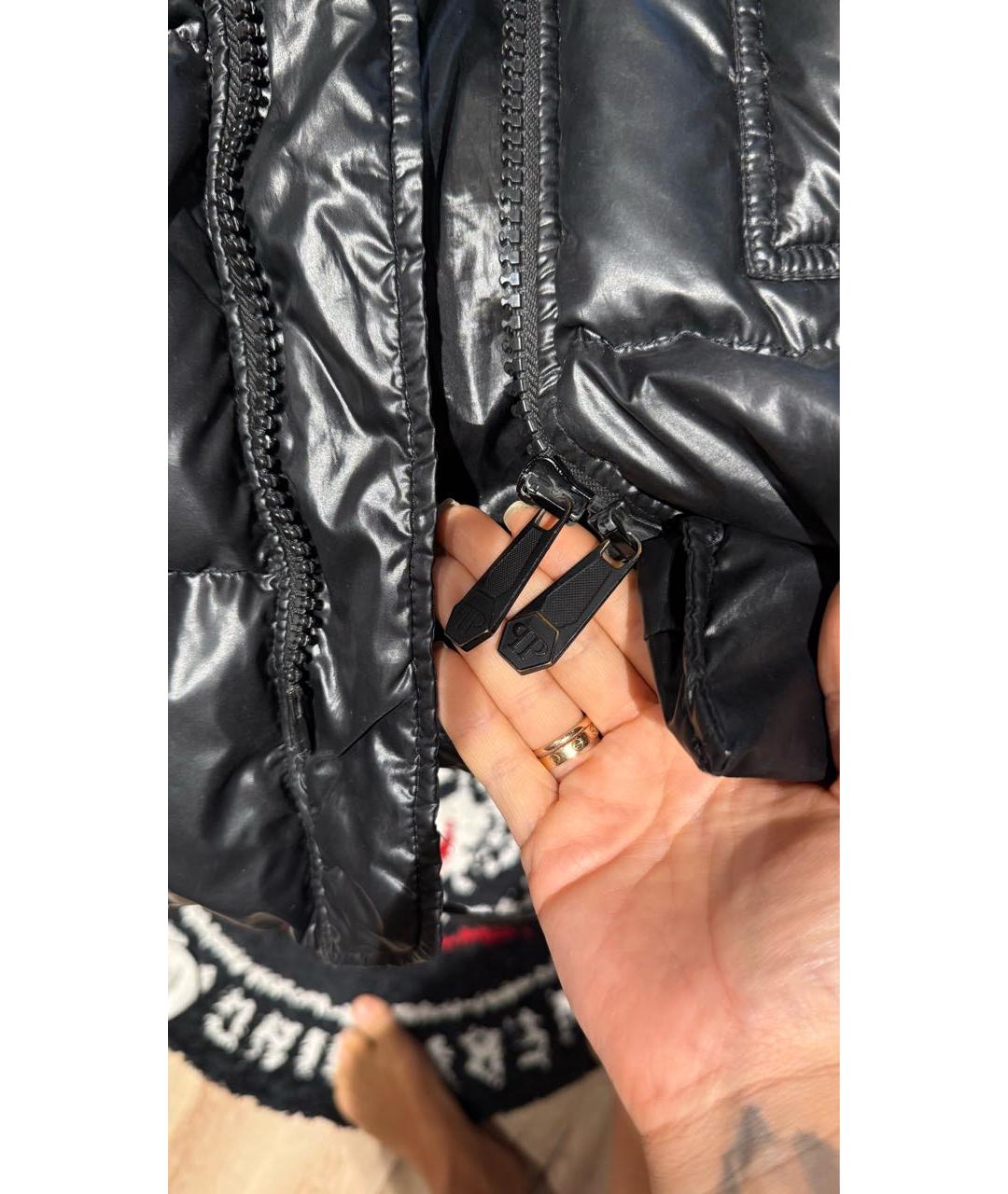 PHILIPP PLEIN Черный синтетический пуховик, фото 3