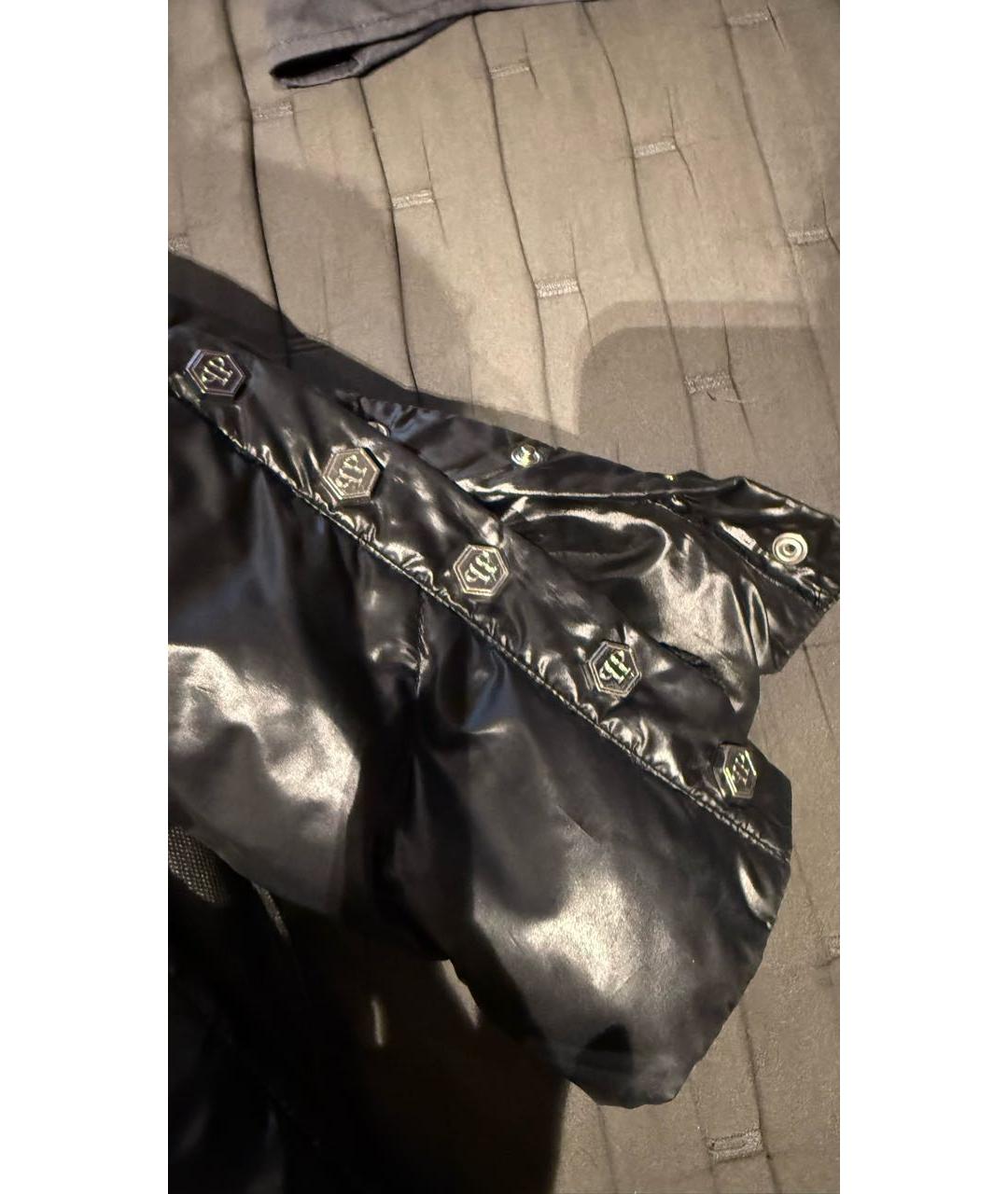 PHILIPP PLEIN Черный синтетический пуховик, фото 4