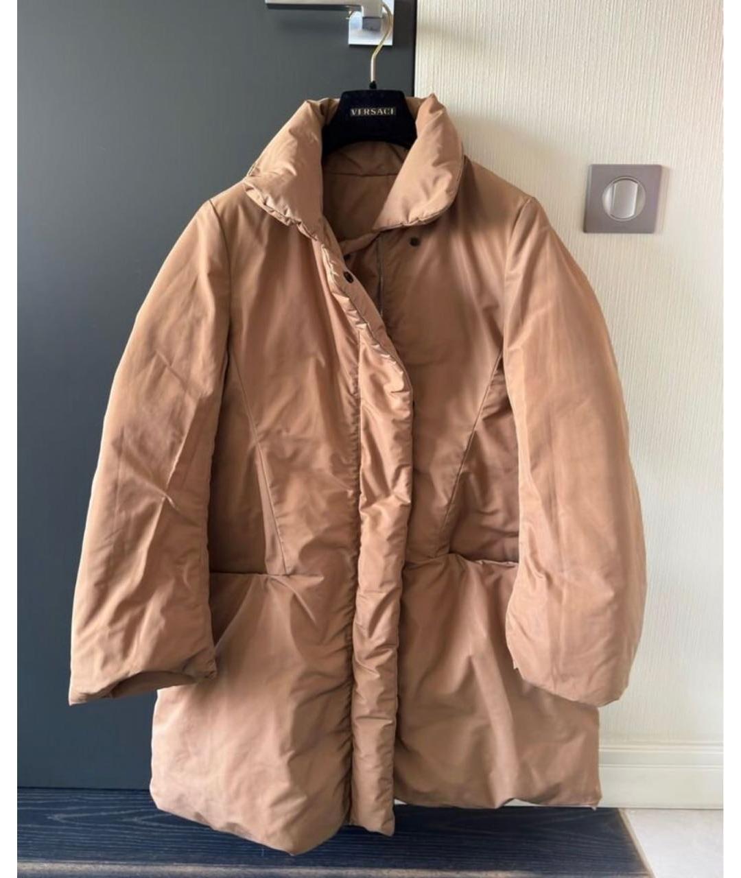 JIL SANDER Бежевый полиэстеровый пуховик, фото 7