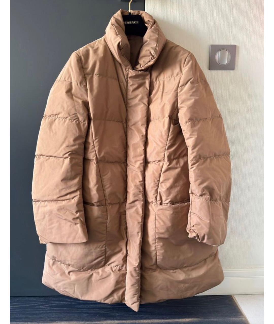 JIL SANDER Бежевый полиэстеровый пуховик, фото 4