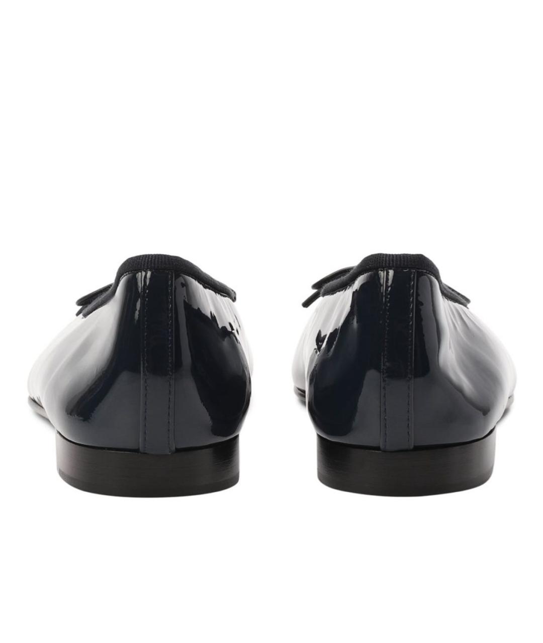 CHANEL Темно-синие балетки из лакированной кожи, фото 6