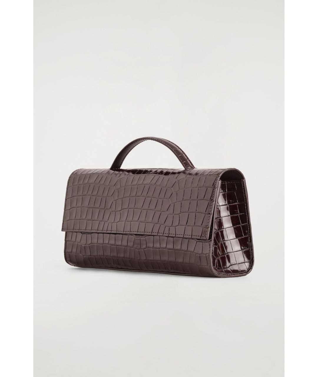 COS Коричневая кожаная сумка с короткими ручками, фото 5