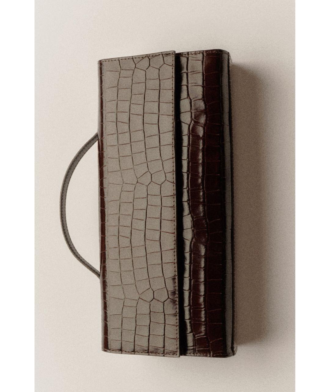 COS Коричневая кожаная сумка с короткими ручками, фото 3