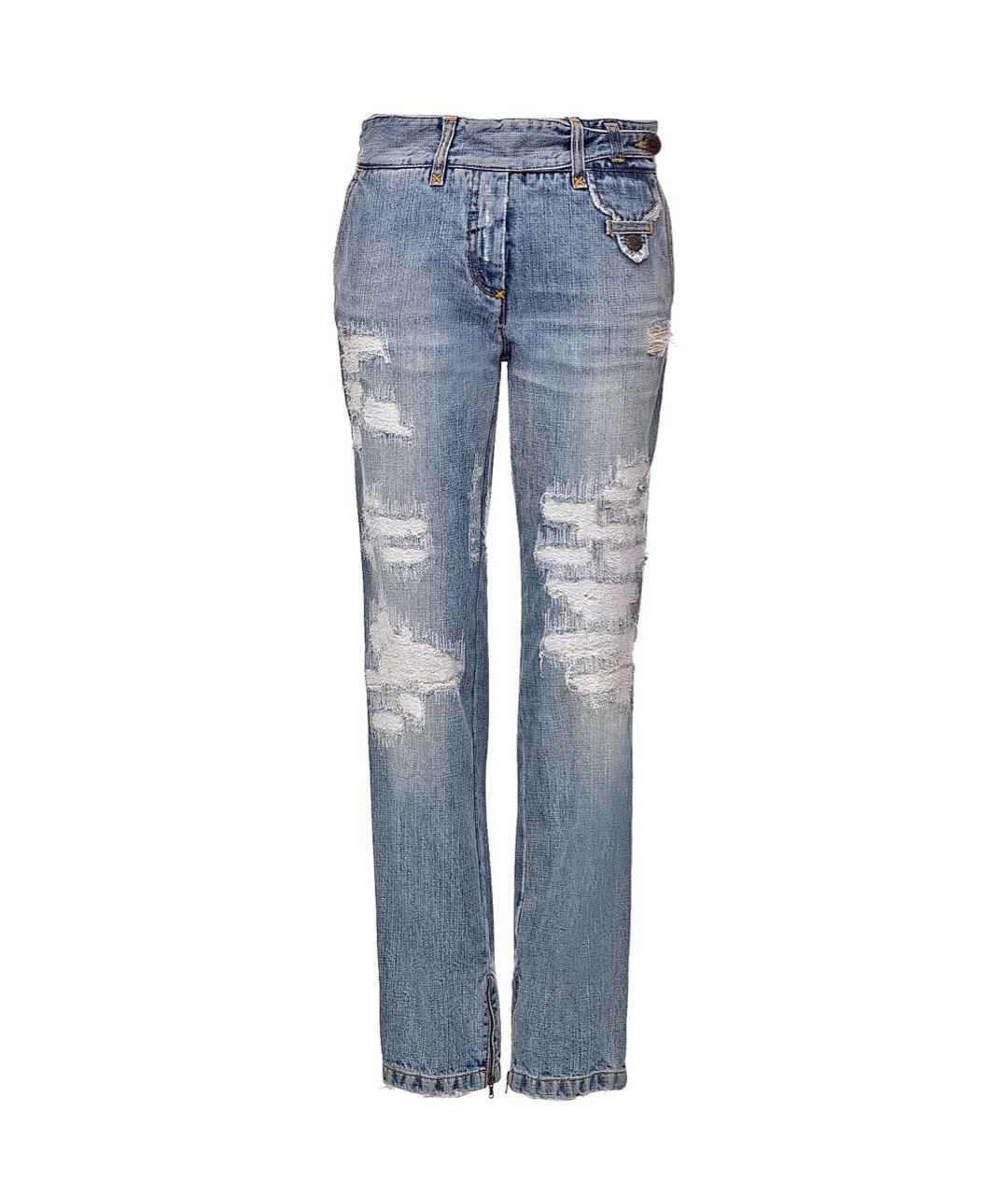 DOLCE&GABBANA Голубые хлопковые прямые джинсы, фото 1