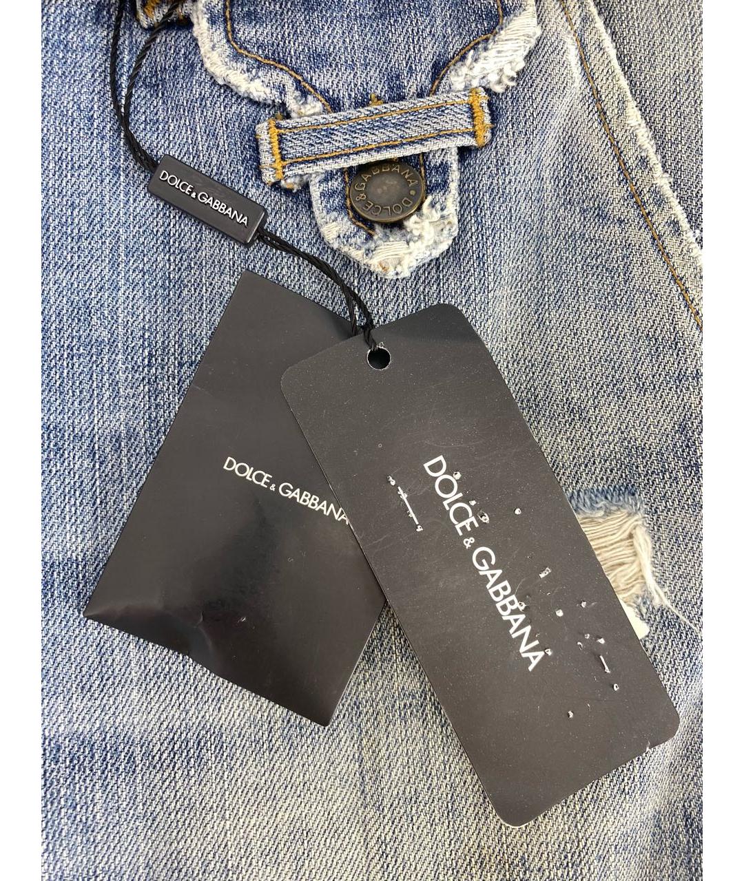 DOLCE&GABBANA Голубые хлопковые прямые джинсы, фото 5