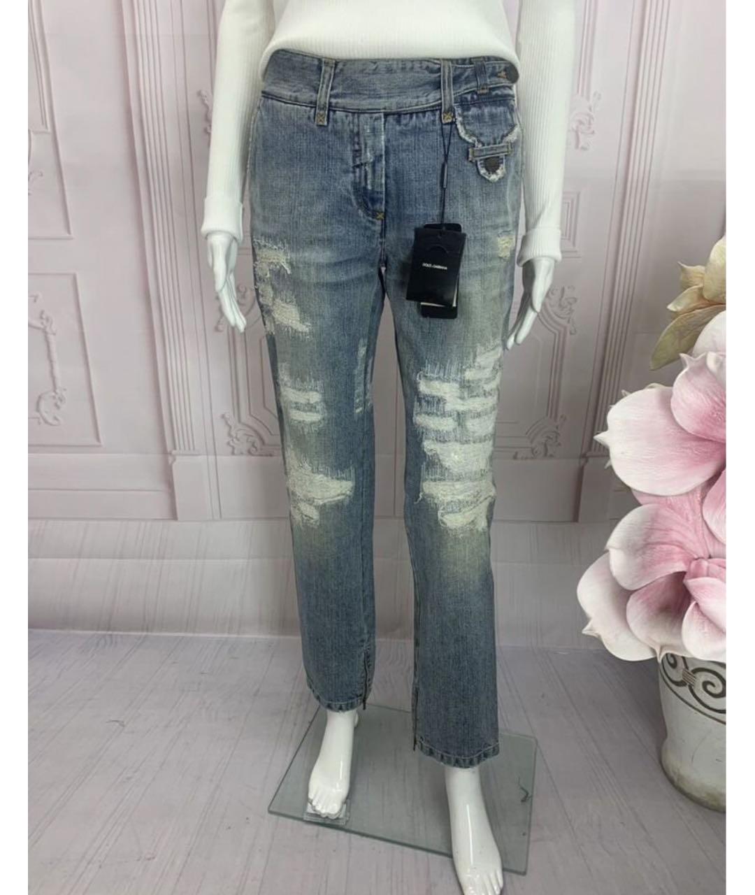 DOLCE&GABBANA Голубые хлопковые прямые джинсы, фото 6