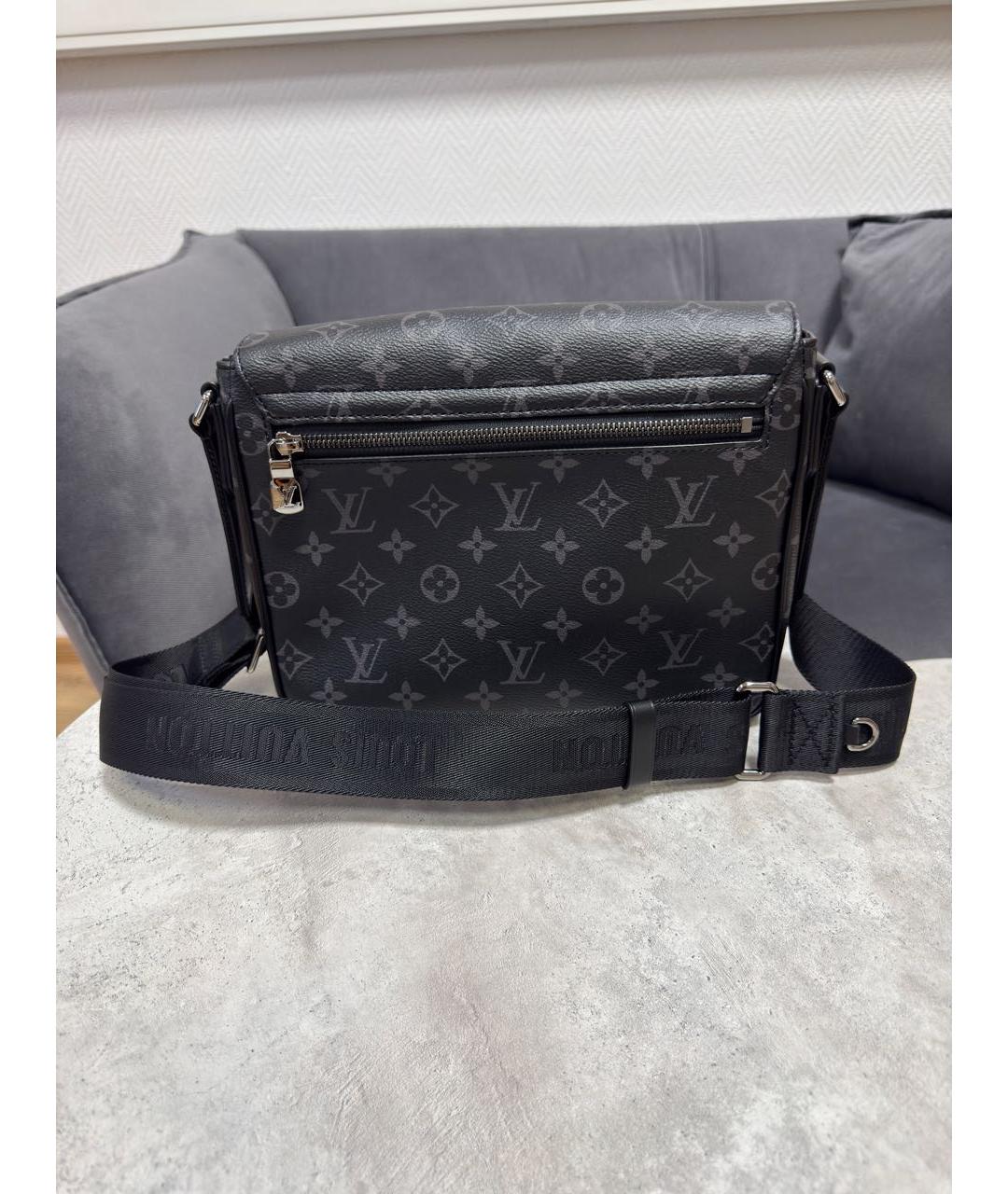 LOUIS VUITTON Черная кожаная сумка на плечо, фото 3